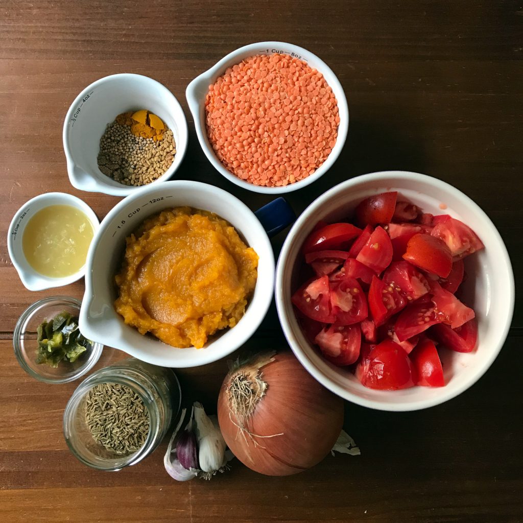 Pumpkin dal ingredients
