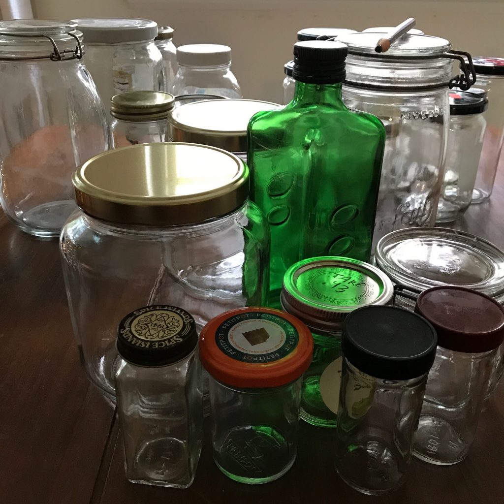 upcycled jars for zero waste and plastic free living