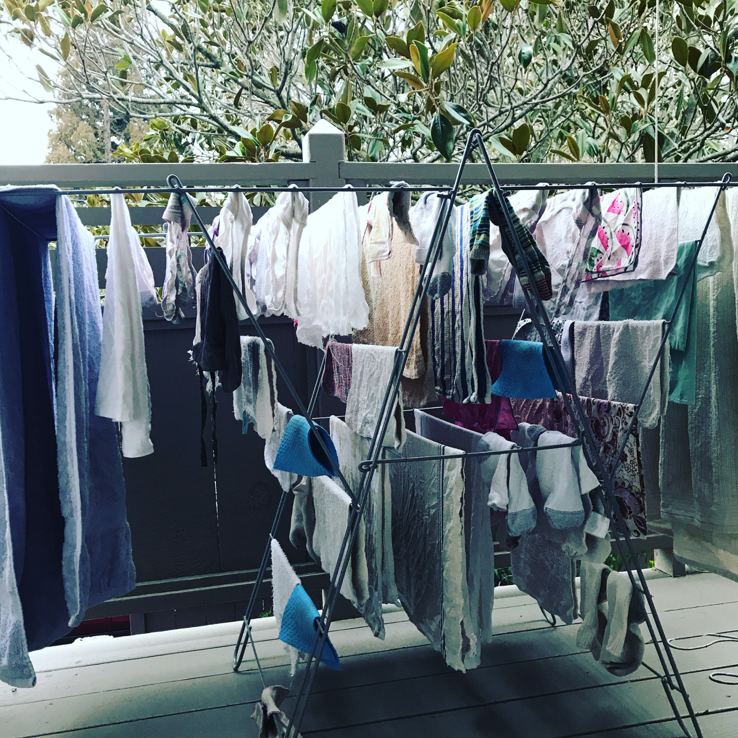 clothes drying on a rack