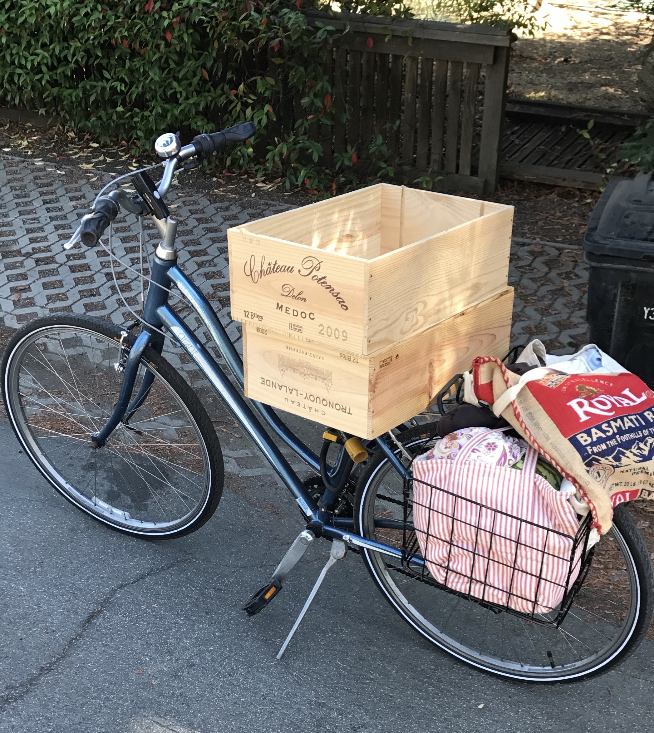 wine crates on bike