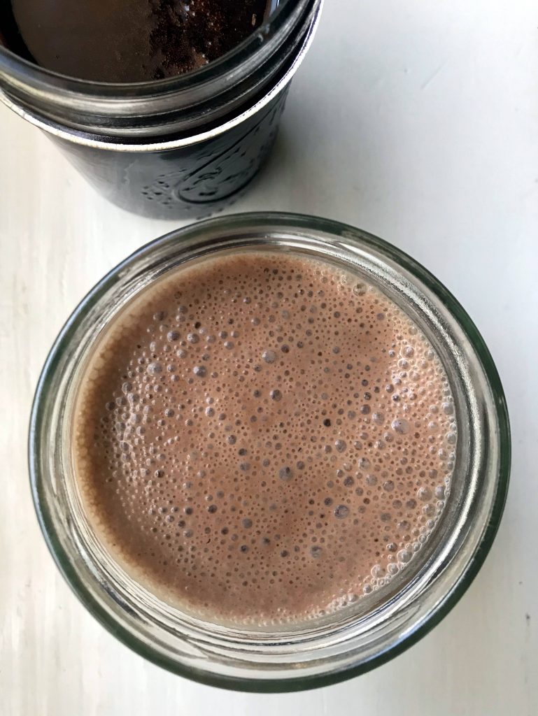 frothy Mexican hot chocolate made with homemade almond milk