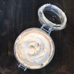 flat lay of cultured cashew cheese in a bale-top jar