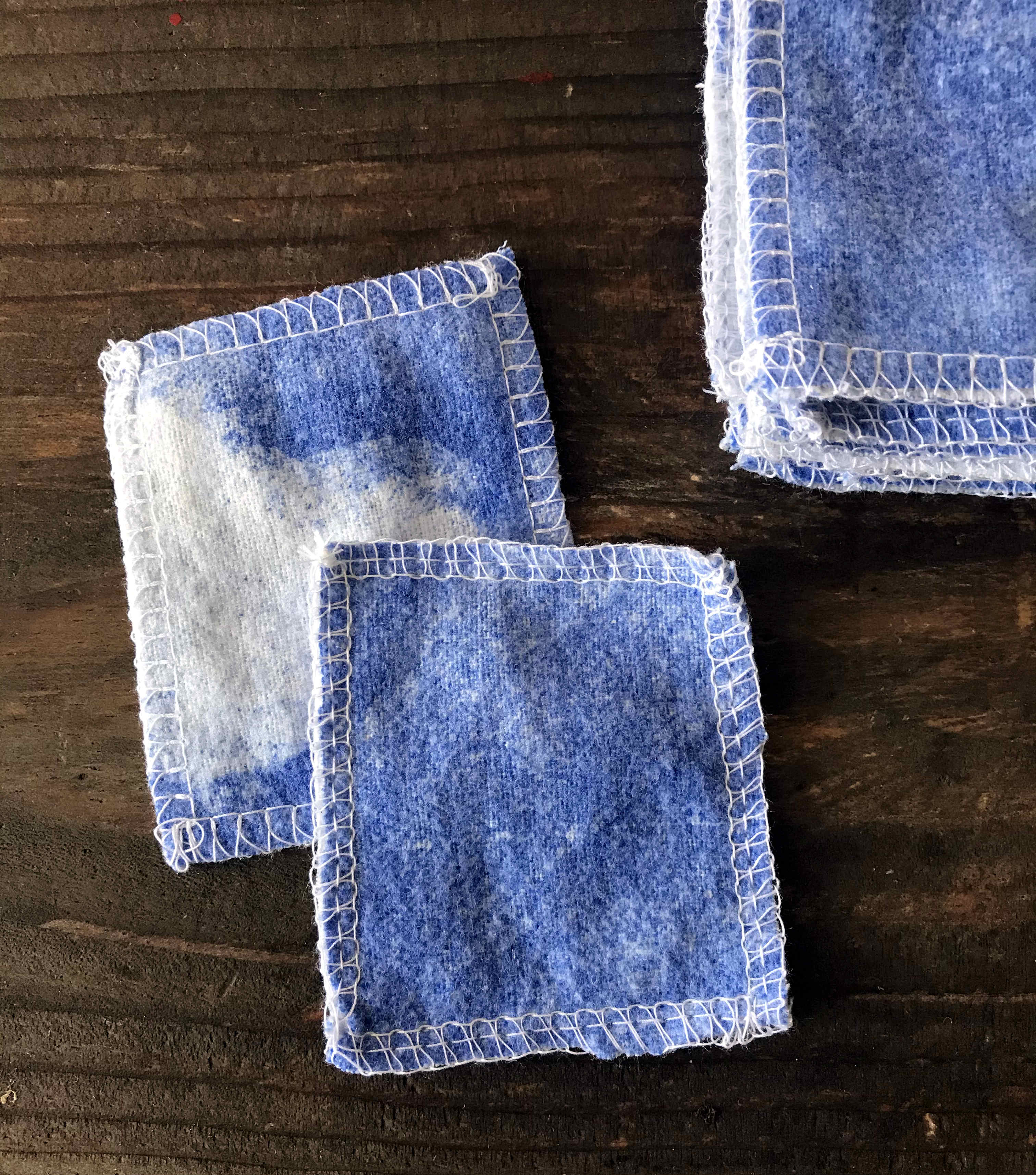 blue and white flannel makeup remover pads